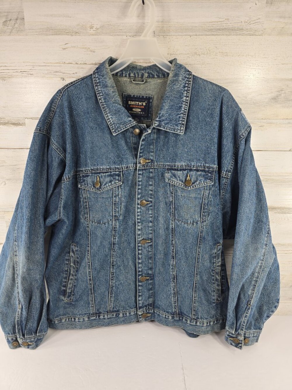 Vintage Smith's American Denim Trucker Jacket Mens Size 2XL Blue Button Up Retro